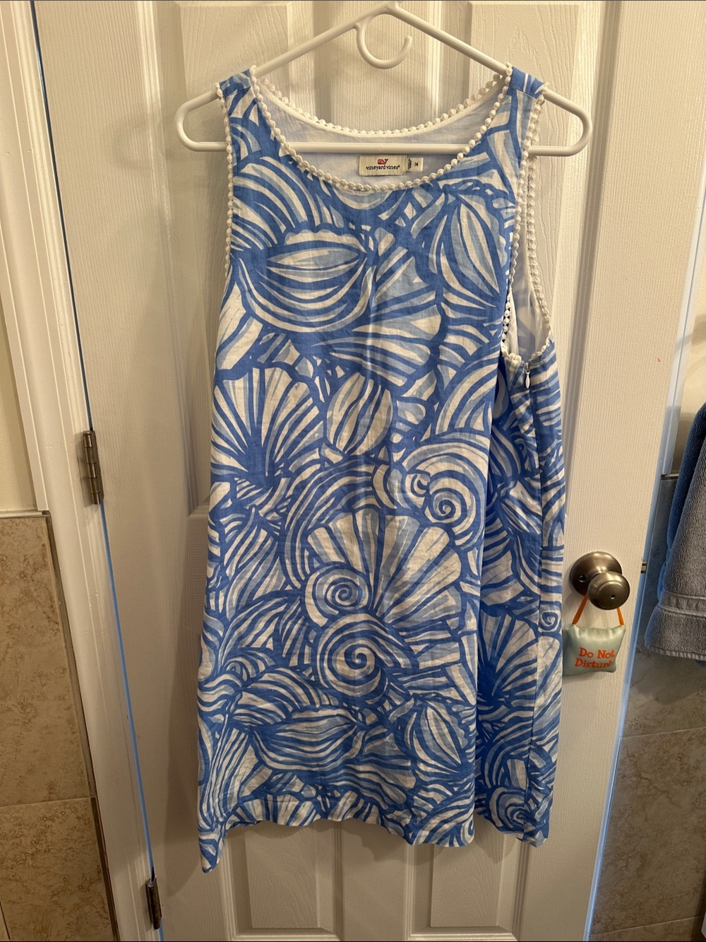 Vineyard Vines Blue and White Shell-Print Sleeveless Dress